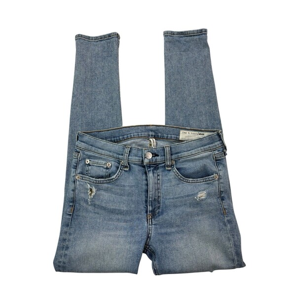 Rag & Bone Women's Size 28 Distressed Mid-Rise Ankle Skinny Jeans 28"Wx27"Inseam - Picture 3 of 16